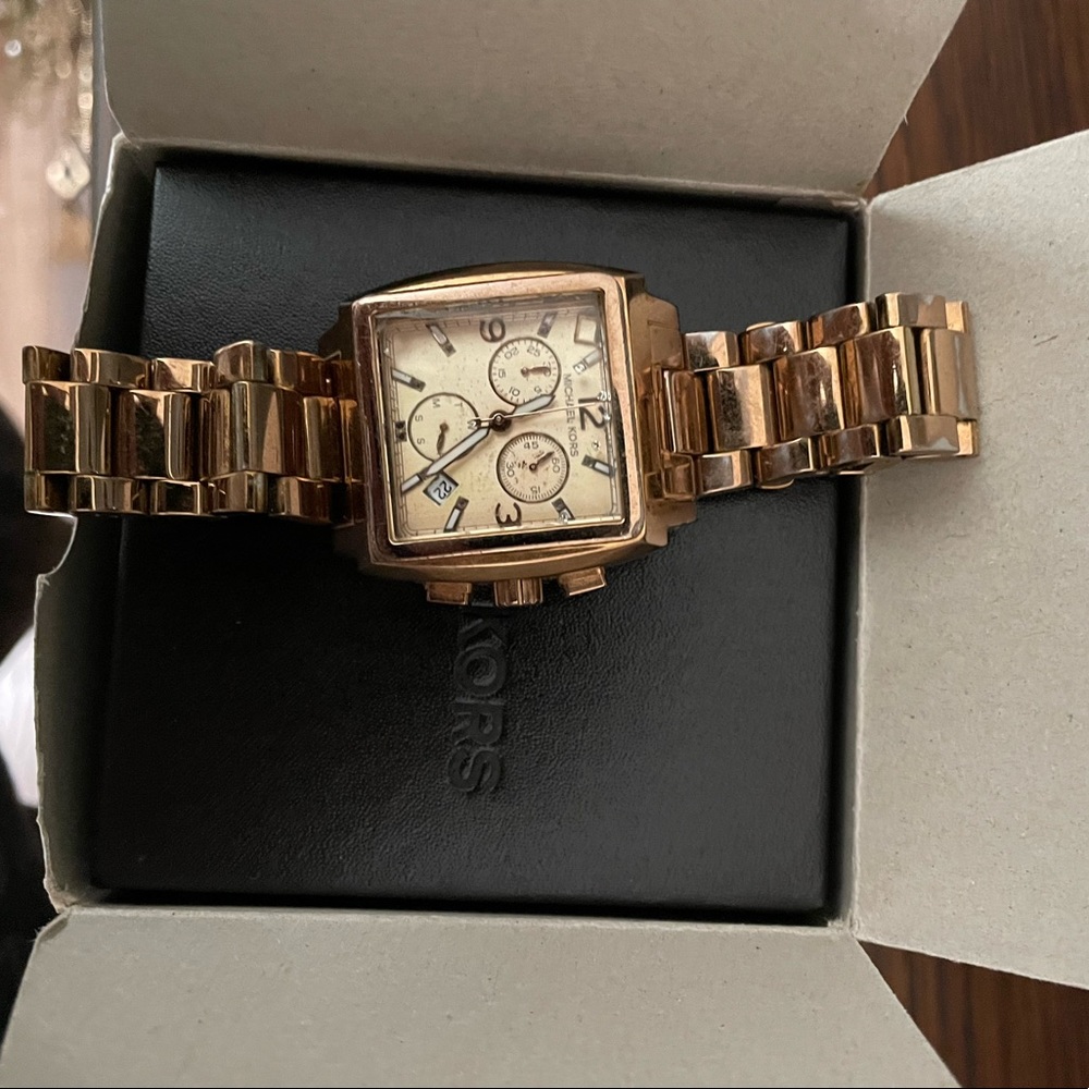 Michael Kors Square Rose Gold Watch
